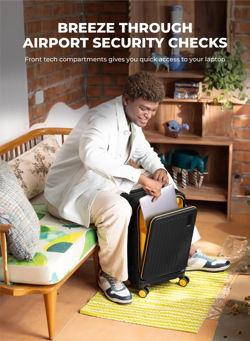 موكوبارا للتجارة ذ.م.م The Transit Cabin Pro Luggage Small Cabin Size Poly-Carbonate Hard Sided 8 Hinomoto Wheels Suitcase for Travelling (Crypto Sunray 2.0)