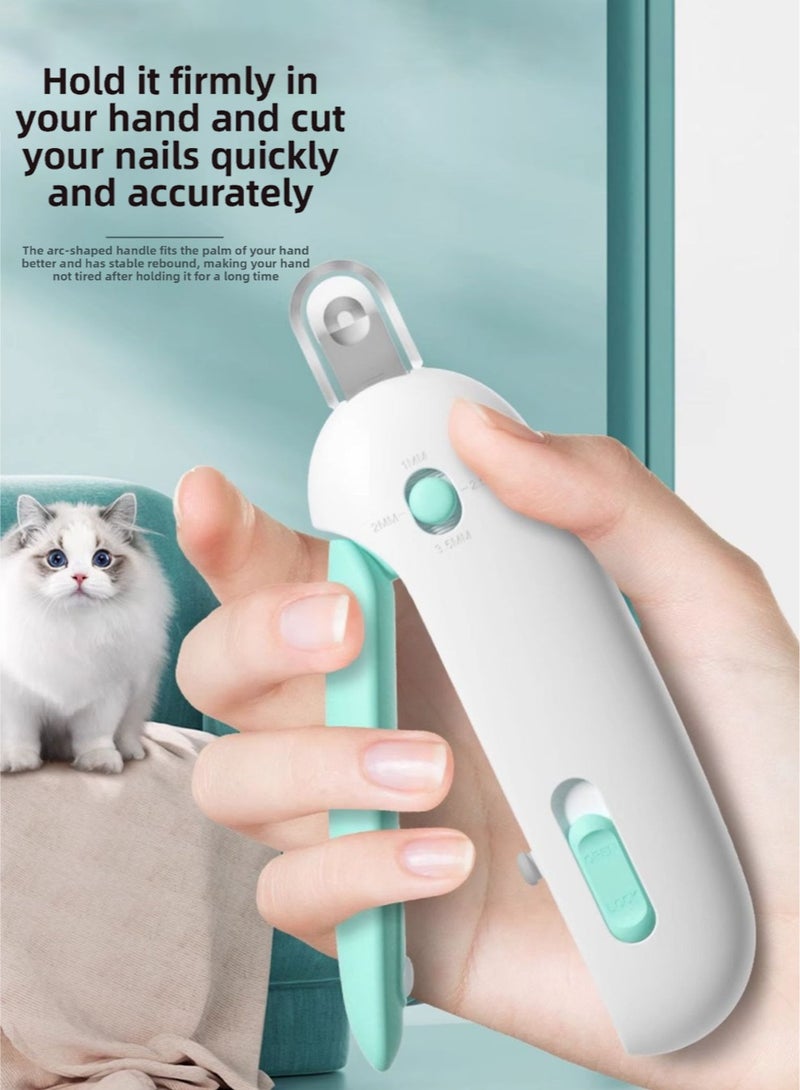 PetGravity Pet Nail Clipper with Adjustable Aperture – Safe Cat & Dog Nail Trimmer with 4 Gears, Nail File & Anti-Splash Cover (Mint Green) - Image 2