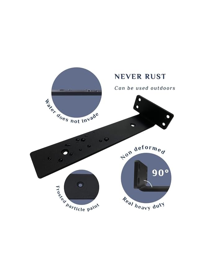 The Bros The Bros Floating Shelf Brackets, 6 Pack Heavy Duty Shelf Brackets with Install Screws, Metal Wall Mount L Shaped Shelves Support, Floating Metal Shelf Brackets with 5mm Thick and 150 lb Load Capacity  - Image 2