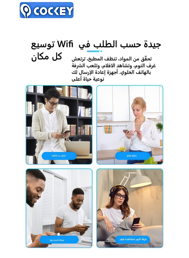 COCKEY 1200Mbps 2.4G & 5G Dual-Band WiFi Extender Repeater AP Router Triple Mode 1722 sq ft Coverage 4 High-Gain Antennas One-Touch Pairing - Image 4