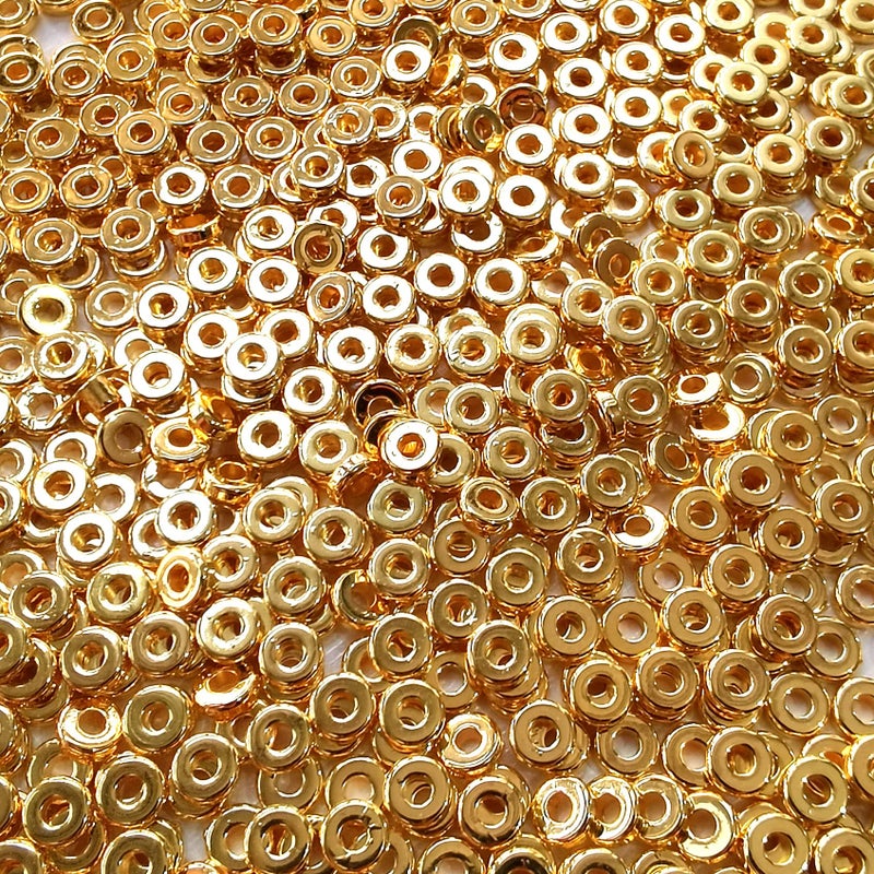 Amaney 1000pcs 6mm Gold Flat Round Spacer Beads Disc Loose Jewelry Making Beads for DIY Bracelet Necklace Earring Craft Supplies