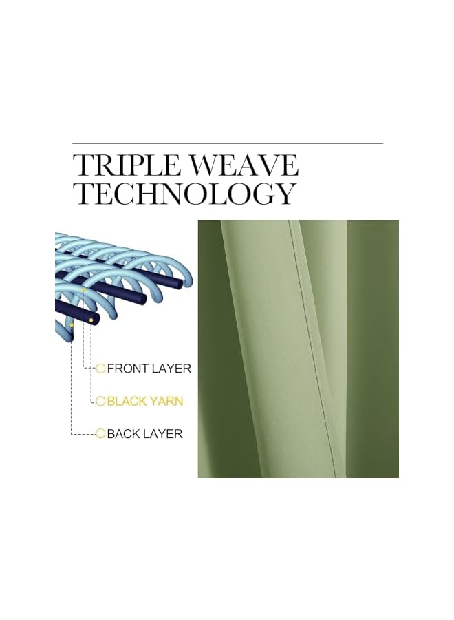 The Bros ستارة تعتيم - 2 لوحة معزولة حرارياً مع حلقات لتقليل الضوضاء، ستائر تعتيم للغرفة للنوم، غرفة المعيشة (100 * 250 سم) - Image 2