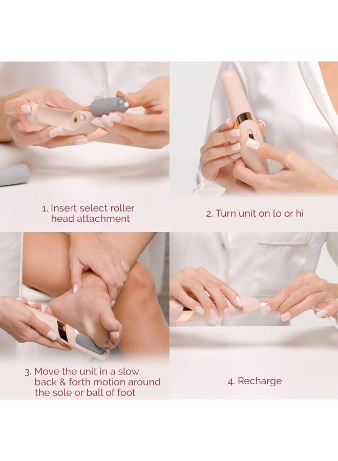 جهاز فلو ليس بيدي (Flawless Pedi) للعناية بالقدمين والباديكير - مزيل الكالوس والجلد الميت القابل لإعادة الشحن، سرعتان مع رأسين بديلين لنعومة فائقة في المنزل. - Image 3