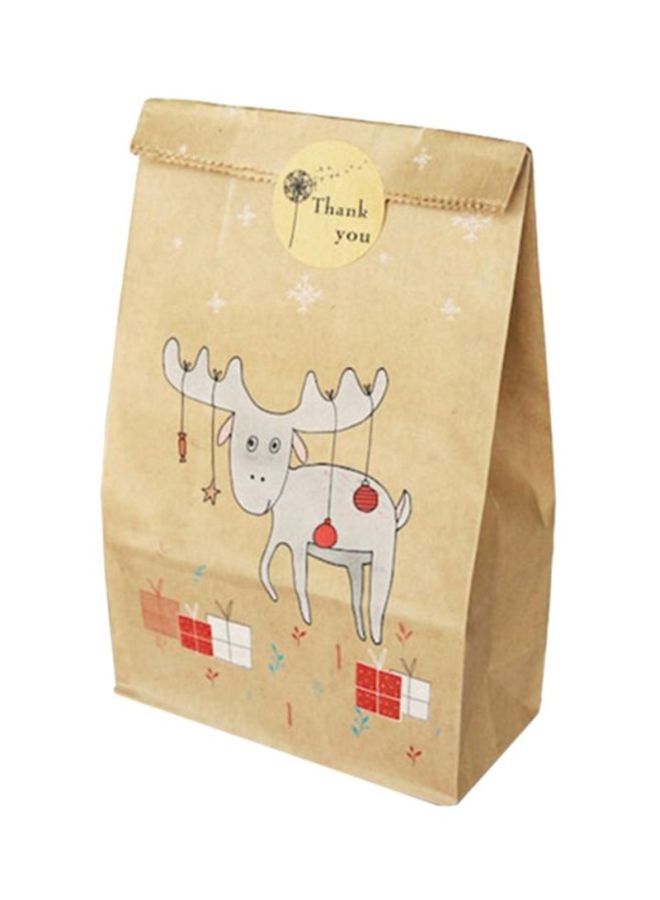 12-Piece Vintage Style Cute Animals Pattern Cookies Bag Brown/Grey/Red - Image 1