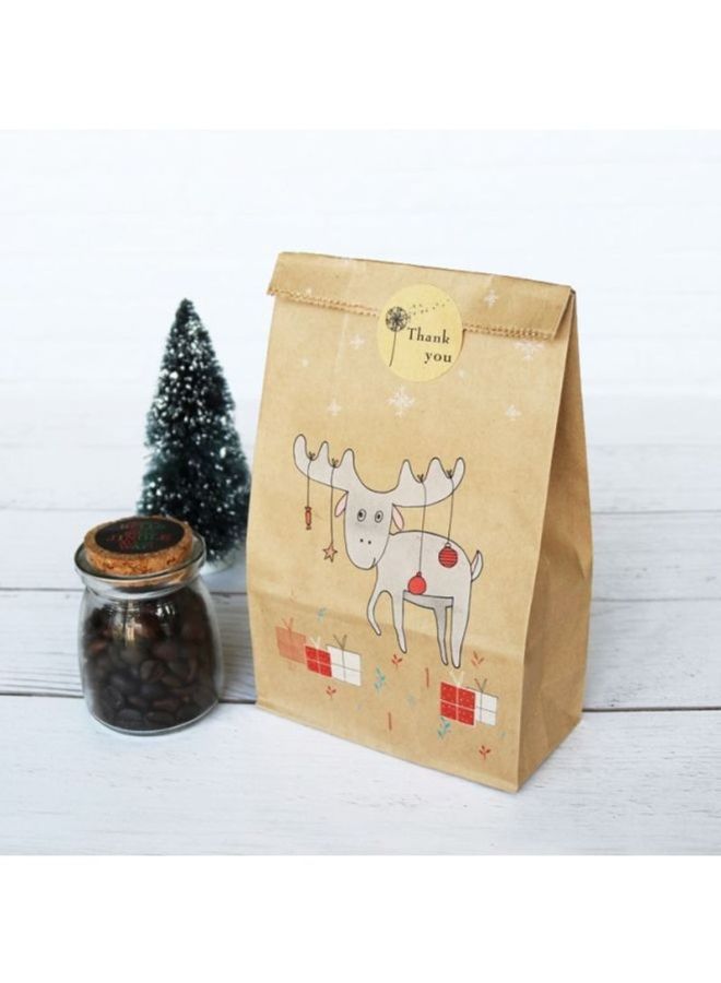 12-Piece Vintage Style Cute Animals Pattern Cookies Bag Brown/Grey/Red - Image 5