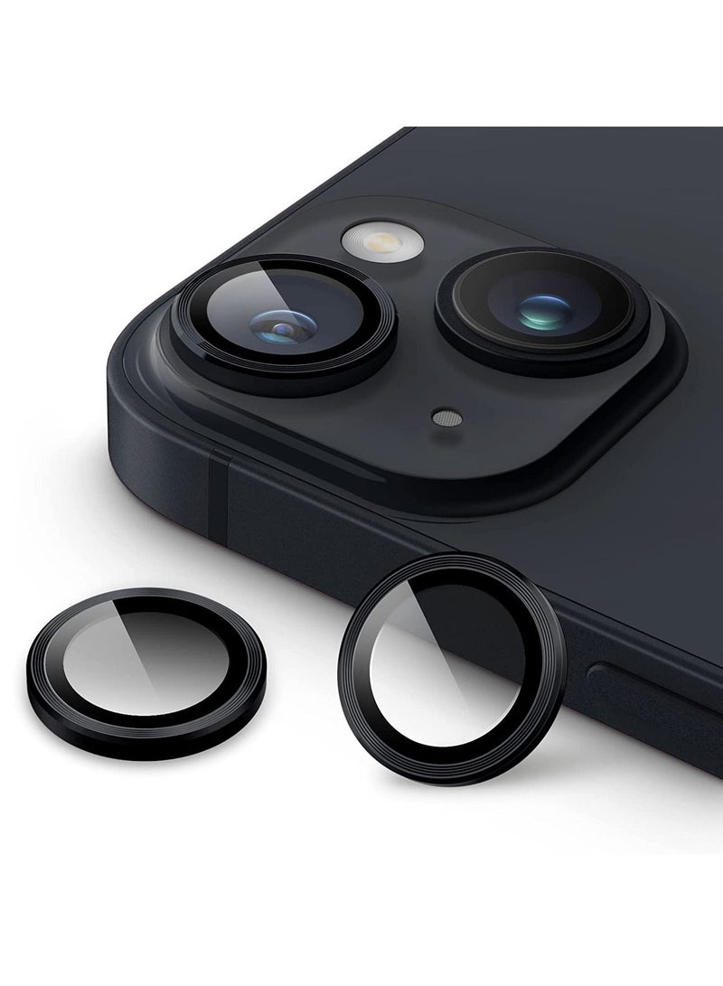 DUSALA Camera Lens Protector for iPhone 14 6.1-Inch and iPhone 14 Plus 6.7-Inch, 9H Tempered Glass Metal Individual Ring Cover, HD Clear, 1-Pack (Midnight Black) - Image 1