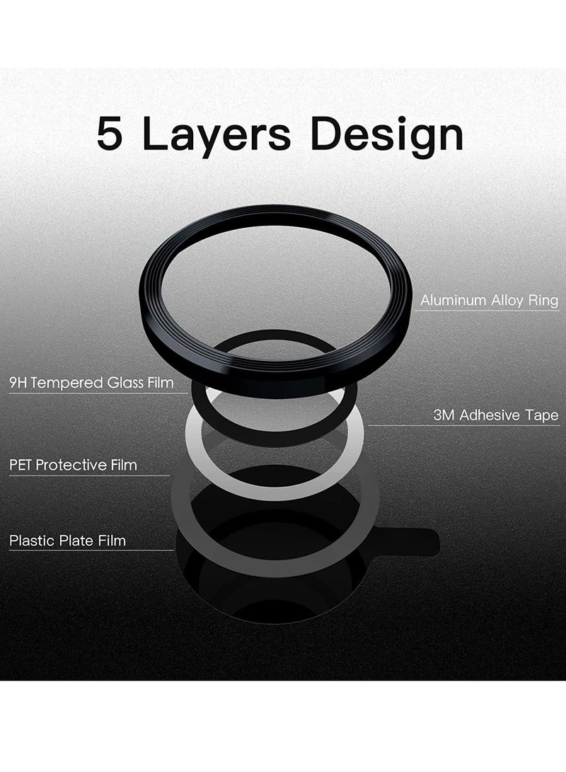 DUSALA Camera Lens Protector for iPhone 14 6.1-Inch and iPhone 14 Plus 6.7-Inch, 9H Tempered Glass Metal Individual Ring Cover, HD Clear, 1-Pack (Midnight Black) - Image 3