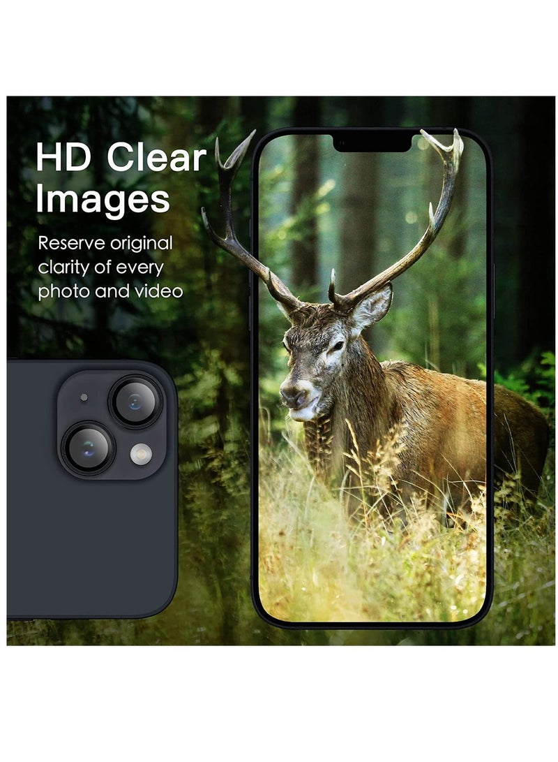DUSALA Camera Lens Protector for iPhone 14 6.1-Inch and iPhone 14 Plus 6.7-Inch, 9H Tempered Glass Metal Individual Ring Cover, HD Clear, 1-Pack (Midnight Black) - Image 4