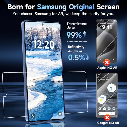 YWXTW Anti Reflective Screen Protector for Samsung Galaxy S25 Ultra, Anti Glare & EZ Unlock [Bubble Free Applicator] [Not Glass] Display Protective Film Shield Accessories Case Friendly, 2 Pack - Image 2