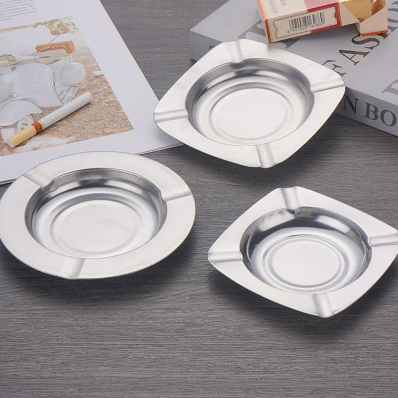 Stainless Steel Ashtray 2 Pack Indoor Outdoor Metal Ash Holder for Home Office Patio - Image 5