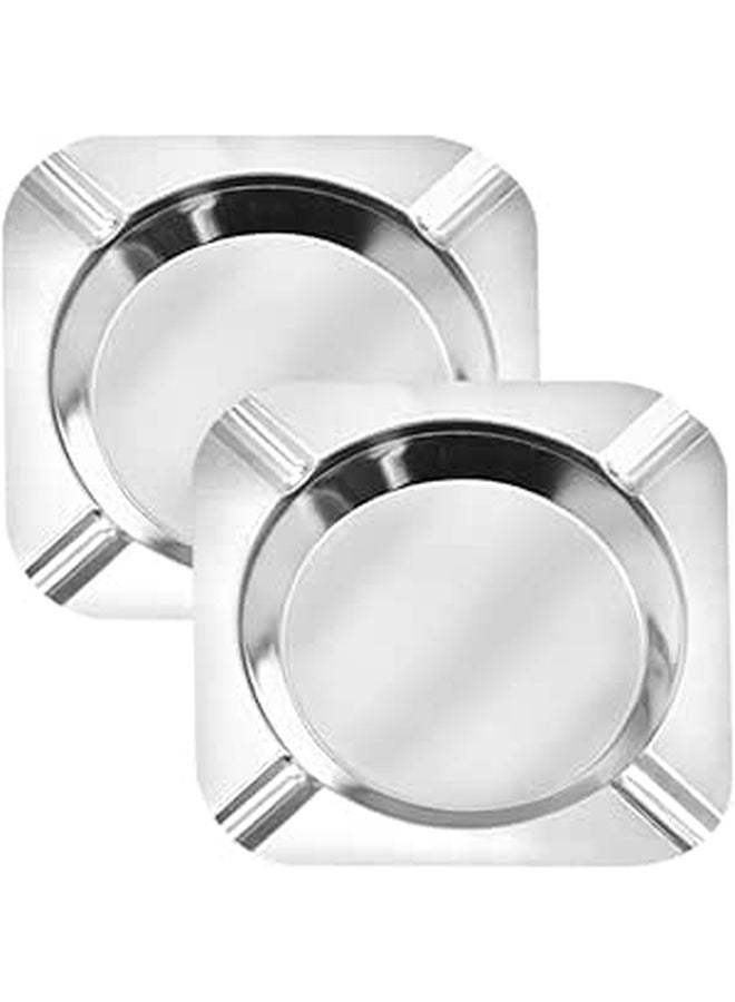 Stainless Steel Ashtray 2 Pack Indoor Outdoor Metal Ash Holder for Home Office Patio - Image 1