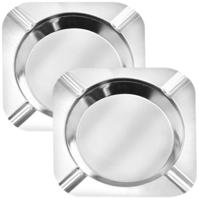 Stainless Steel Ashtray 2 Pack Indoor Outdoor Metal Ash Holder for Home Office Patio - Image 2