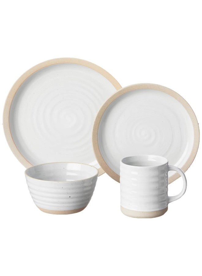 Certified International Artisan 16 piece Dinnerware Set Set of 4 Off White Tan - Image 2