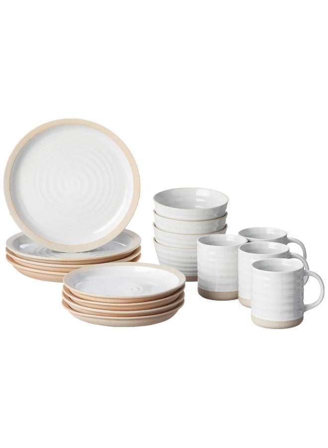 Certified International Artisan 16 piece Dinnerware Set Set of 4 Off White Tan - Image 1