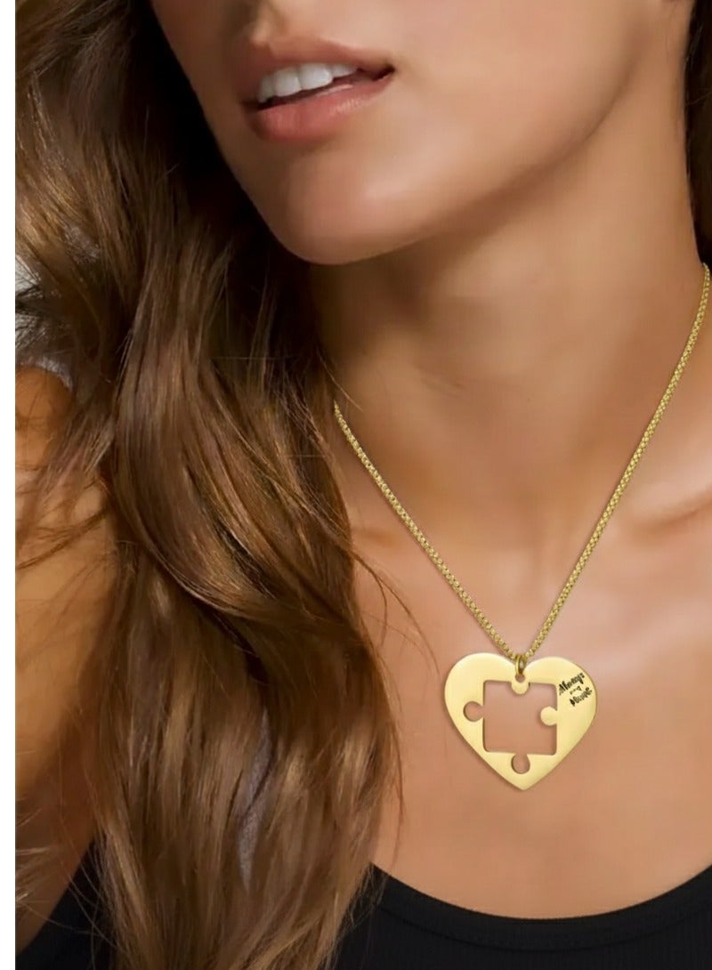 Ringfinity Matching Couple Necklace Set - Interlocking Heart Puzzle Pendants - Hypoallergenic 304L Stainless Steel Jewelry - Valentine’s Day Gift for Couples in Red Gift Box - Image 5