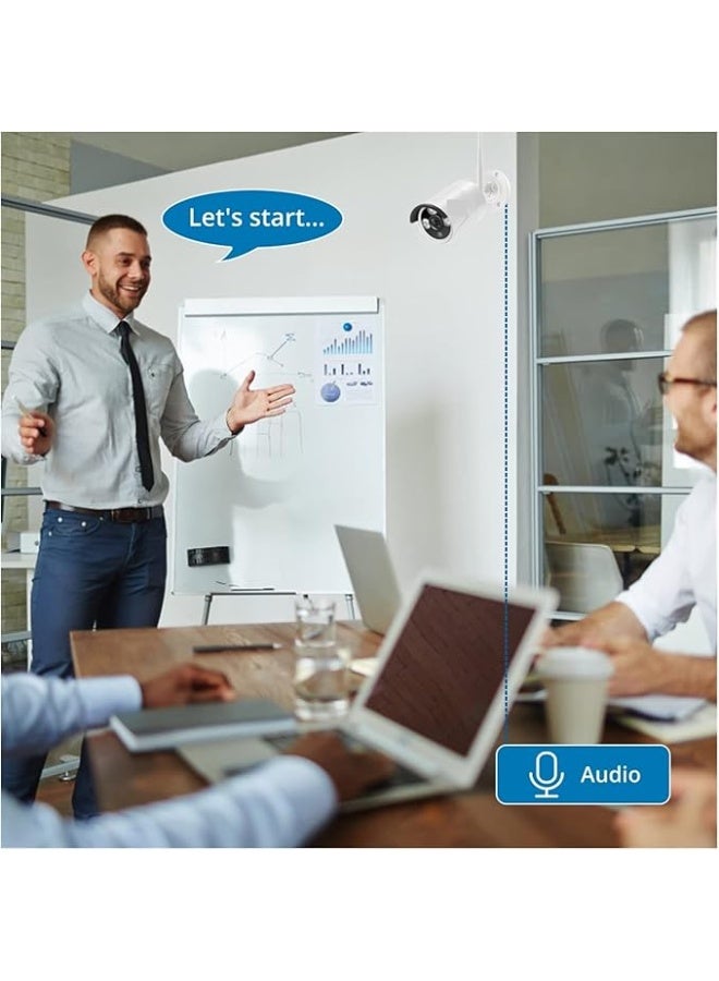 نظام ذكي لاسلكي خارجي بـ 8 قنوات – دقة 3 ميجابيكسل، تسجيل صوت، مقاوم للماء، تخزين 1 تيرابايت، يدعم الاتصال اللاسلكي، يشمل 8 وحدات مع وحدة تسجيل - Image 2