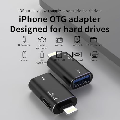 WISTAR Lightning to USB Female Adapter, Apple MFi Certified iPhone USB 3.0 OTG Adapter with USB-C Aux Power Port for iPhone 14/13/12/11/iPad, Supports Hard Disk, Card Reader, Camera - Image 4