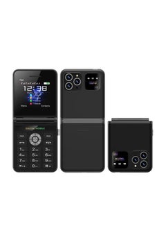 Hope New 4 SIM Flip Mobile Phone, 2G GSM Unlocked Cellphone with Call Recording, Speed Dial, FM Radio, Magic Voice, Type-C Charging, 180° Fold Design, Torch Light -Black  - Image 1