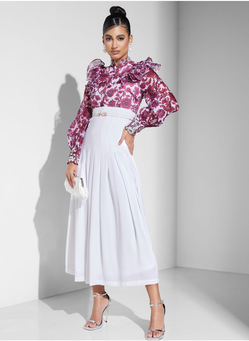 Threadz by Ajooni Ruffle Sleeve Pleated Dress  - Image 4