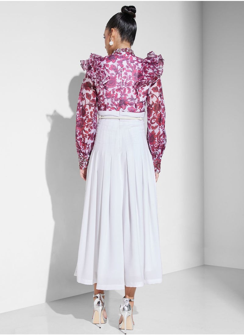 Threadz by Ajooni Ruffle Sleeve Pleated Dress  - Image 2