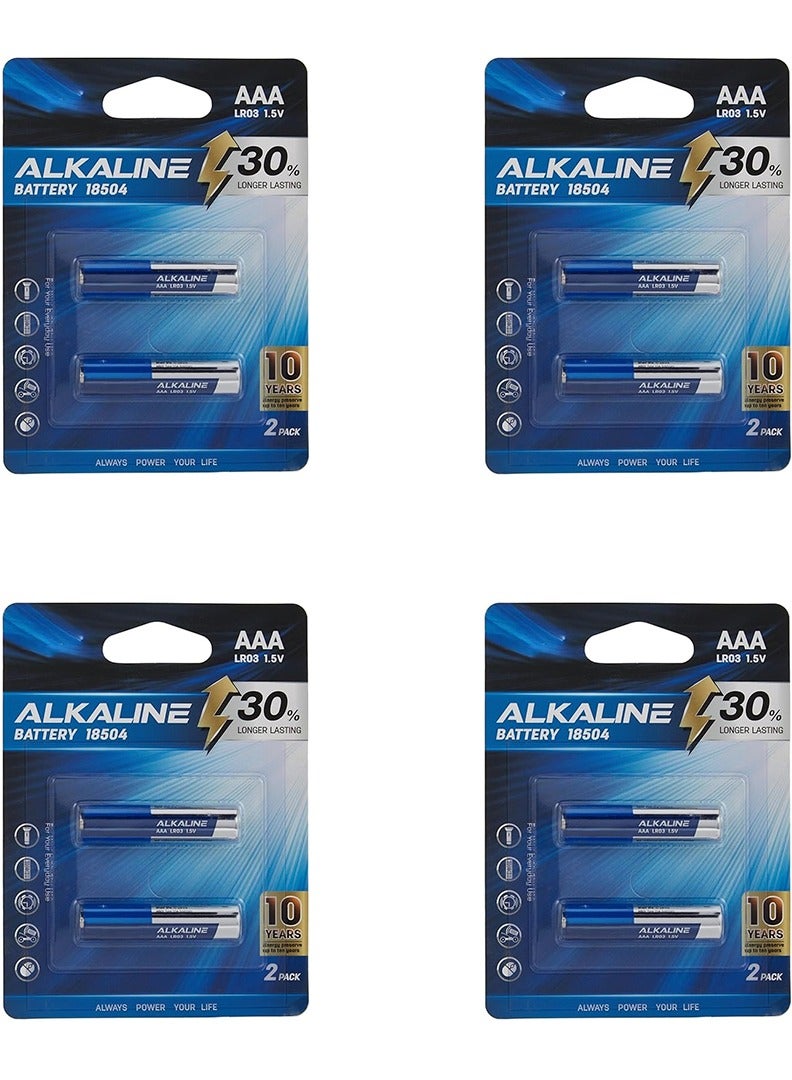 Deli Alkaline AAA Batteries - Pack of 8, 30% Longer Lasting, Leak-Resistant Design, E18504