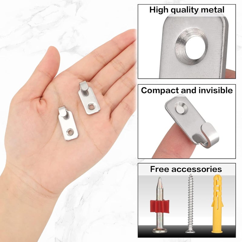 Sosation Sosation 25 Pcs Wall Mount Hooks J Hooks for Hanging Mirror Hanging Hardware 304 Stainless Steel Mini J Hook for Hanging Art Heavy Duty Hanger with Screws for Picture Frames Wire Key Bag Silver  - Image 3