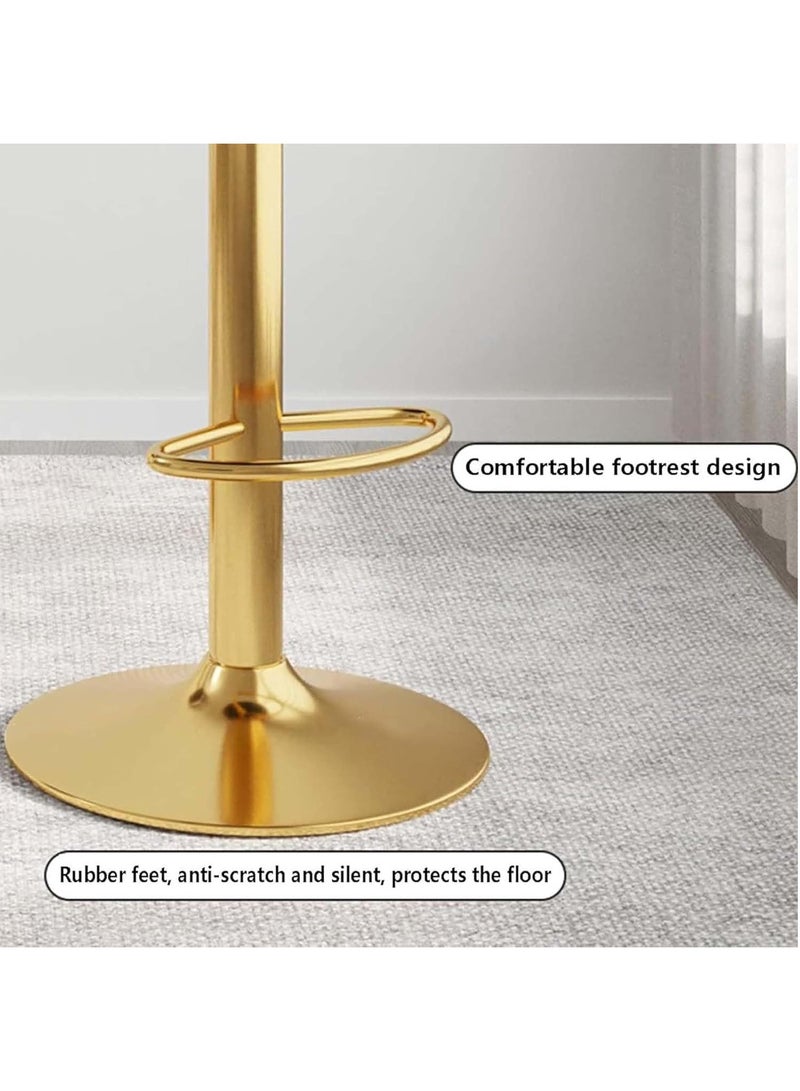 DubaiGallery Luxury bar Stool,Modern Round Adjustable Reception Chair, Gold Velvet Bar Chair, Kitchen high Dining Chair , Height Adjustable and 360° Swivel. Suitable for bar, Home, offce, Cafe - Image 3