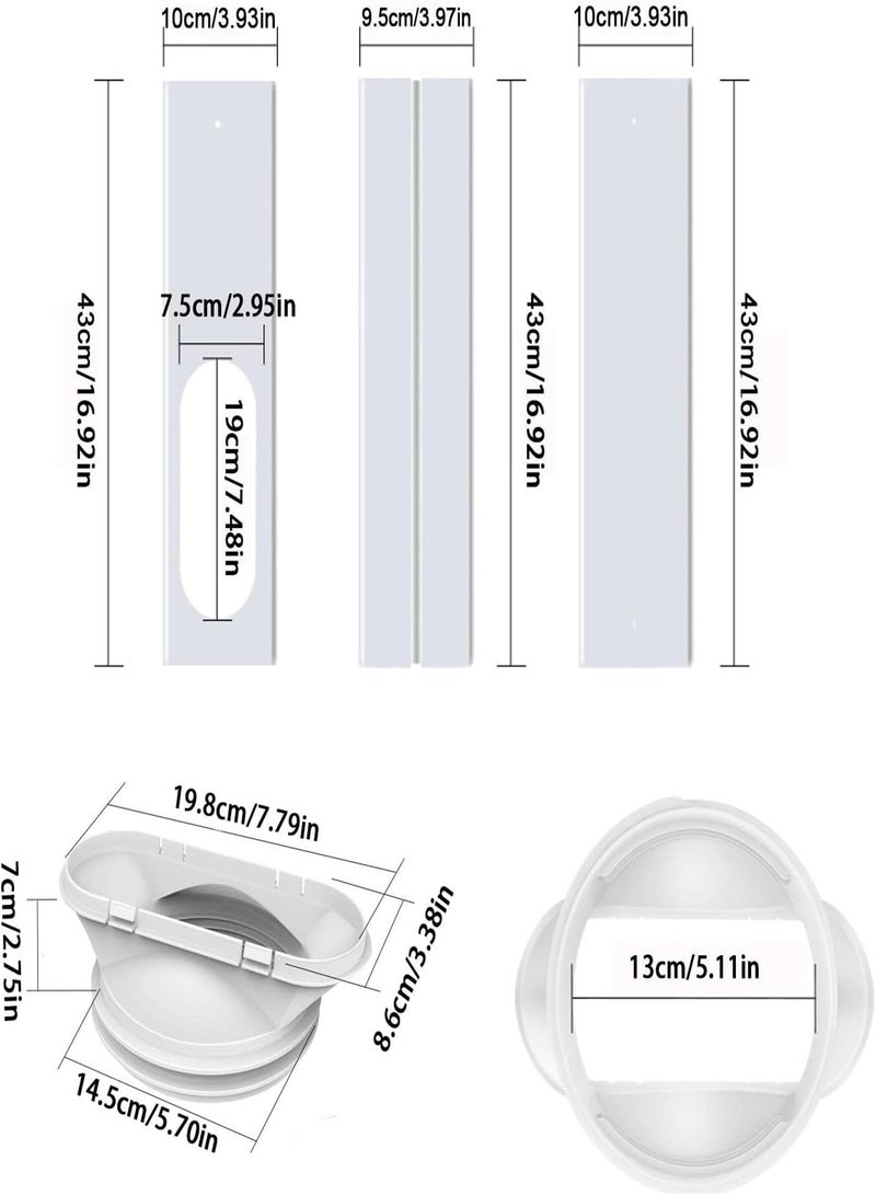 Sliding Door AC Vent Kit - Portable Air Conditioner Window Kit,Universal Air Conditioner Window Vent Kit with 4 Adjustable Sliding Seal Plates, Easy to Disassemble and Store