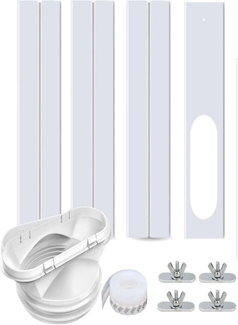 Sliding Door AC Vent Kit - Portable Air Conditioner Window Kit,Universal Air Conditioner Window Vent Kit with 4 Adjustable Sliding Seal Plates, Easy to Disassemble and Store