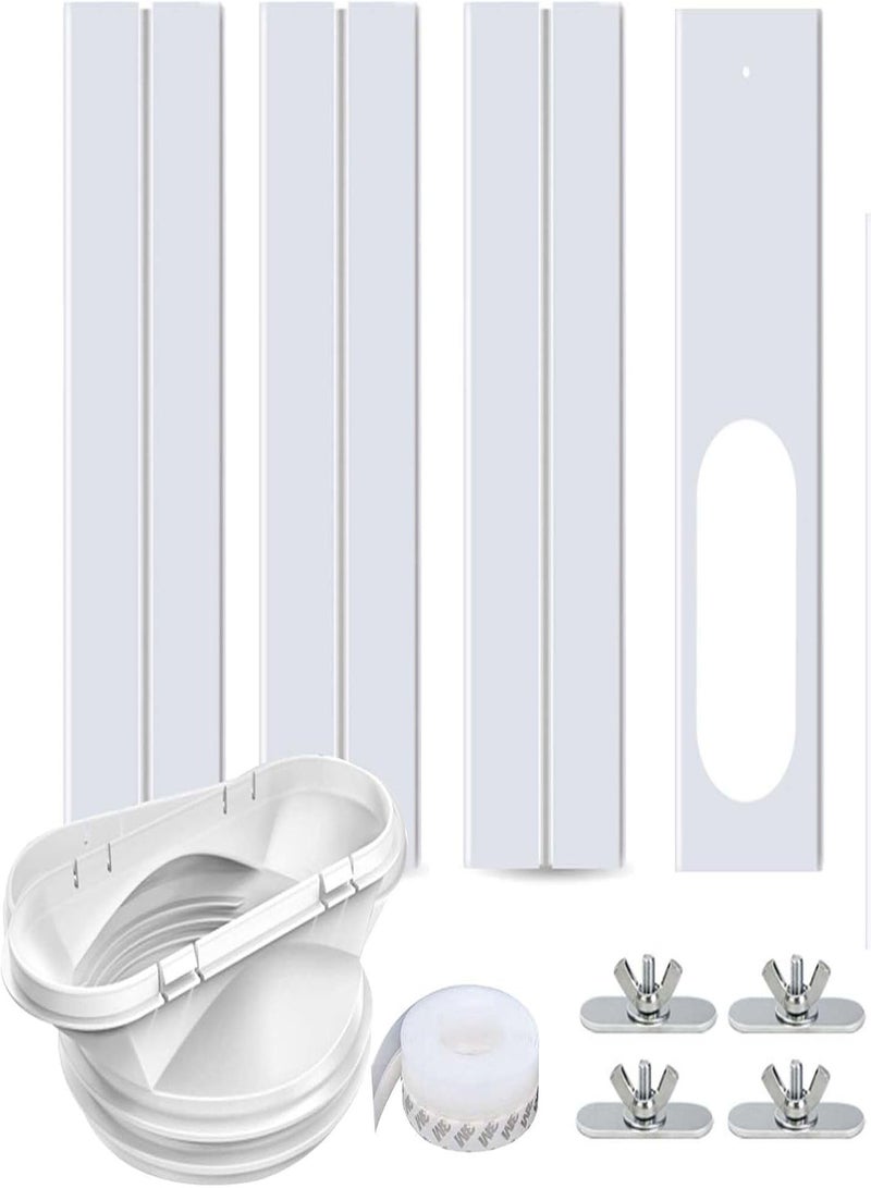 Sliding Door AC Vent Kit - Portable Air Conditioner Window Kit,Universal Air Conditioner Window Vent Kit with 4 Adjustable Sliding Seal Plates, Easy to Disassemble and Store