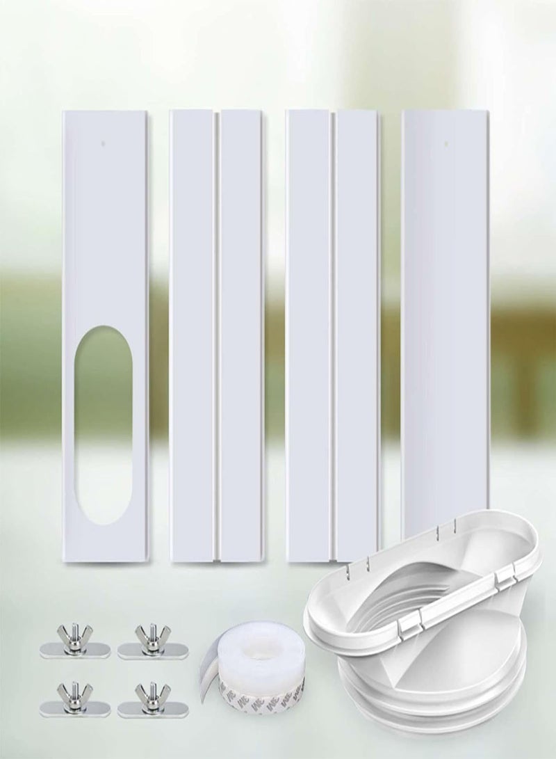 Sliding Door AC Vent Kit - Portable Air Conditioner Window Kit,Universal Air Conditioner Window Vent Kit with 4 Adjustable Sliding Seal Plates, Easy to Disassemble and Store