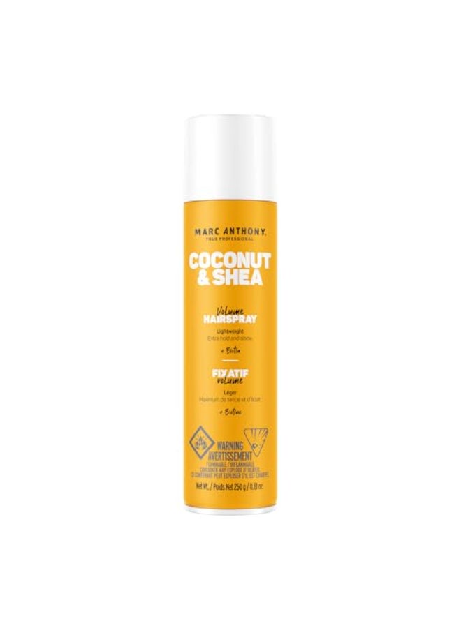 Marc Anthony Volumizing Hair Spray for Volume Shine Coconut Shea Long Lasting AntiHumidity Flexible Hold Hairspray With No Flaking Stiffness or Residue Hair Styling Fights Reduces Frizz - Image 1