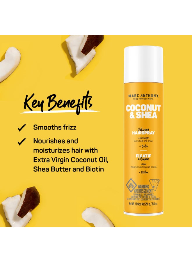 Marc Anthony Volumizing Hair Spray for Volume Shine Coconut Shea Long Lasting AntiHumidity Flexible Hold Hairspray With No Flaking Stiffness or Residue Hair Styling Fights Reduces Frizz - Image 4