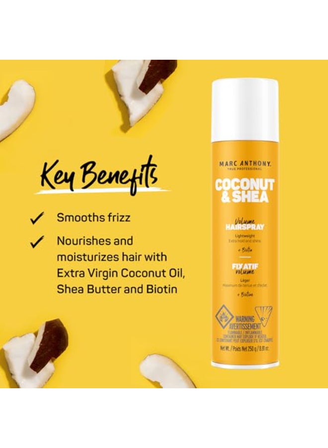 Marc Anthony Volumizing Hair Spray for Volume Shine Coconut Shea Long Lasting AntiHumidity Flexible Hold Hairspray With No Flaking Stiffness or Residue Hair Styling Fights Reduces Frizz - Image 3