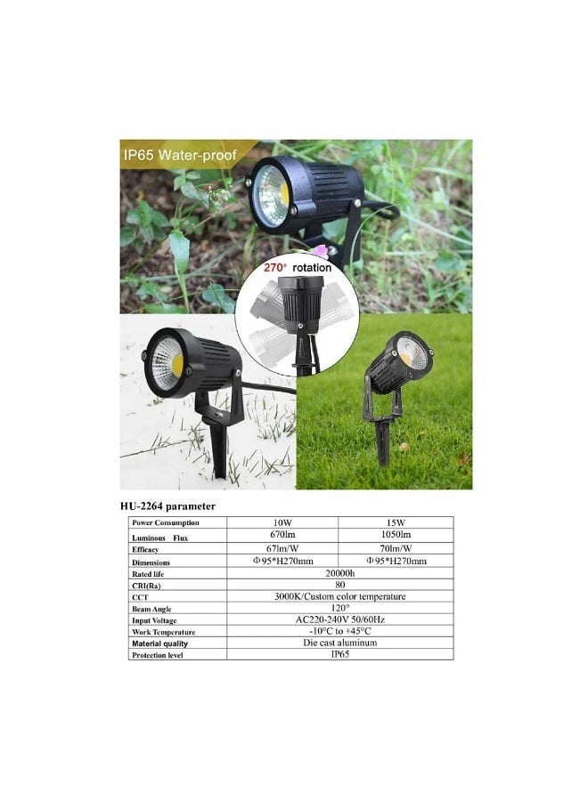 Qenos 15W Waterproof Outdoor LED Planting Light for Gardens and Pathways - Black - Image 2