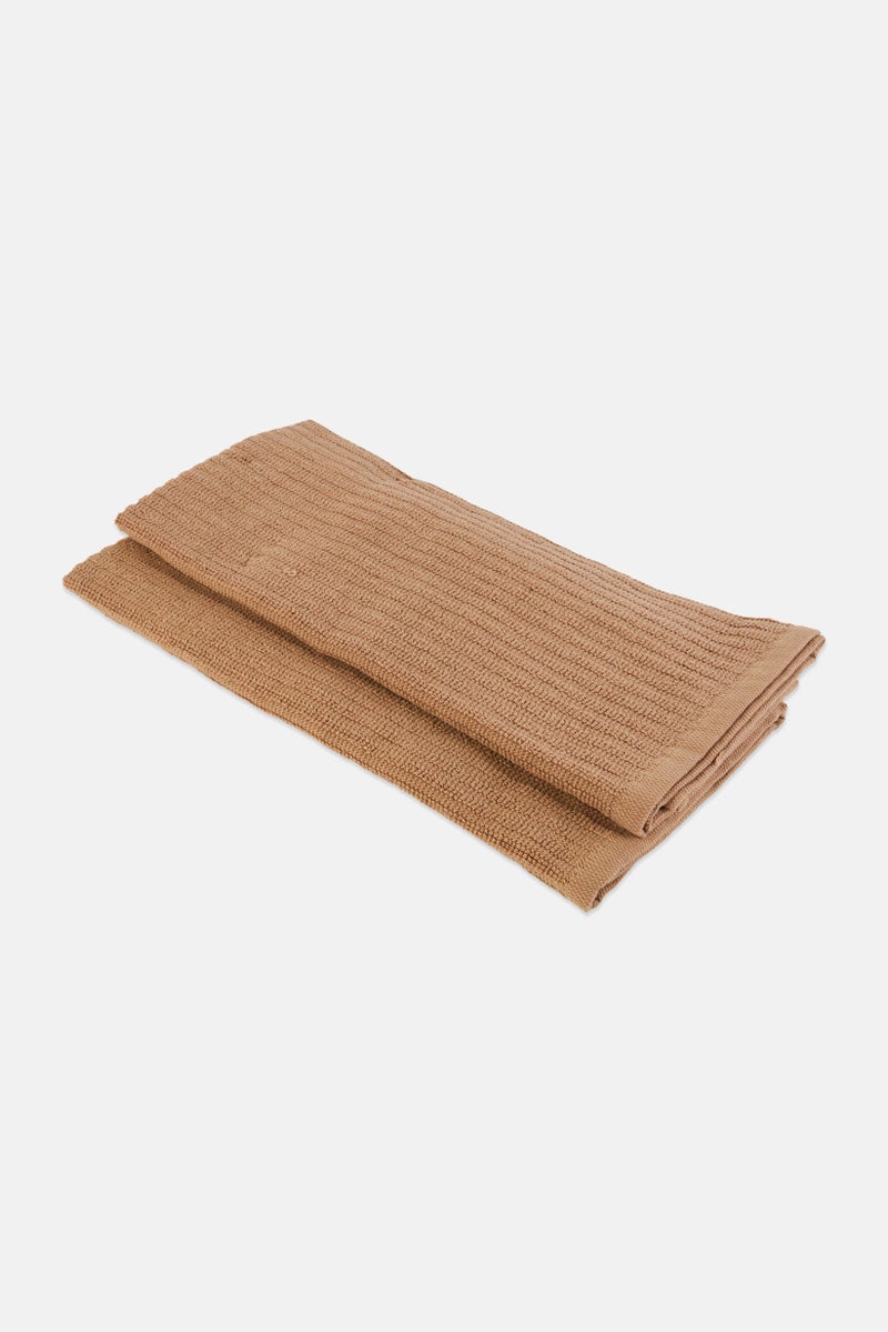 Bombay 2 Pcs Double Sided Textured Cotton Kitchen Towel, Dark Beige - Image 2