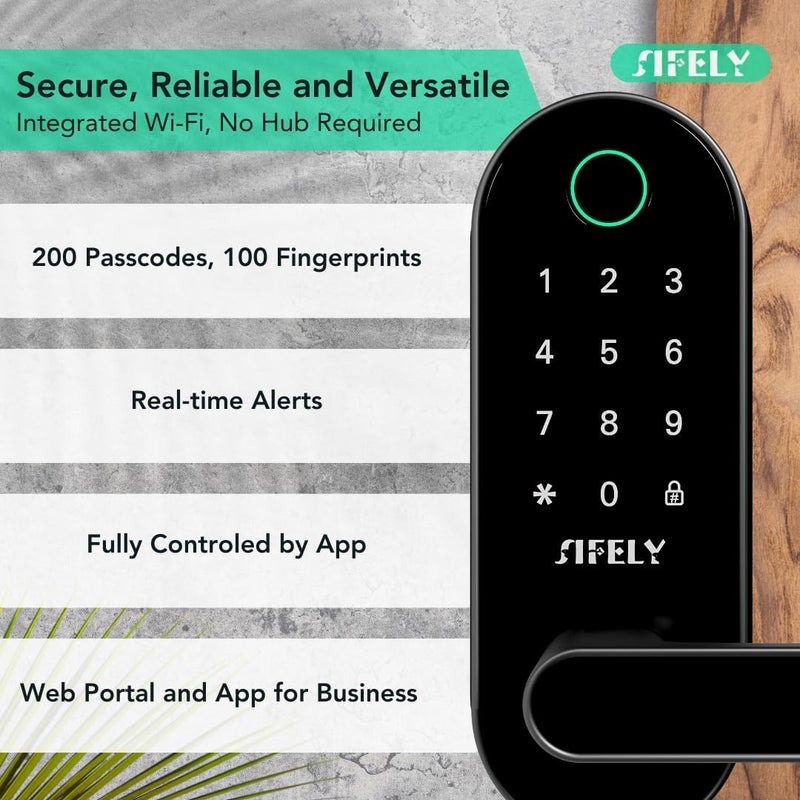 Sifely Fingerprint Smart Door Lock with Handle & Keypad â€“ Built-in WiFi Remote Access, Keyless Entry for Front Door, Home & Airbnb, App Control, Compatible with Alexa & Google, Easy DIY Install - Image 5