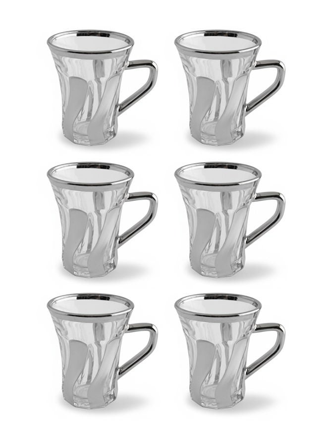 Dove 6-Piece Glass Tea Cup Set Clear/Silver 110ML - Image 1