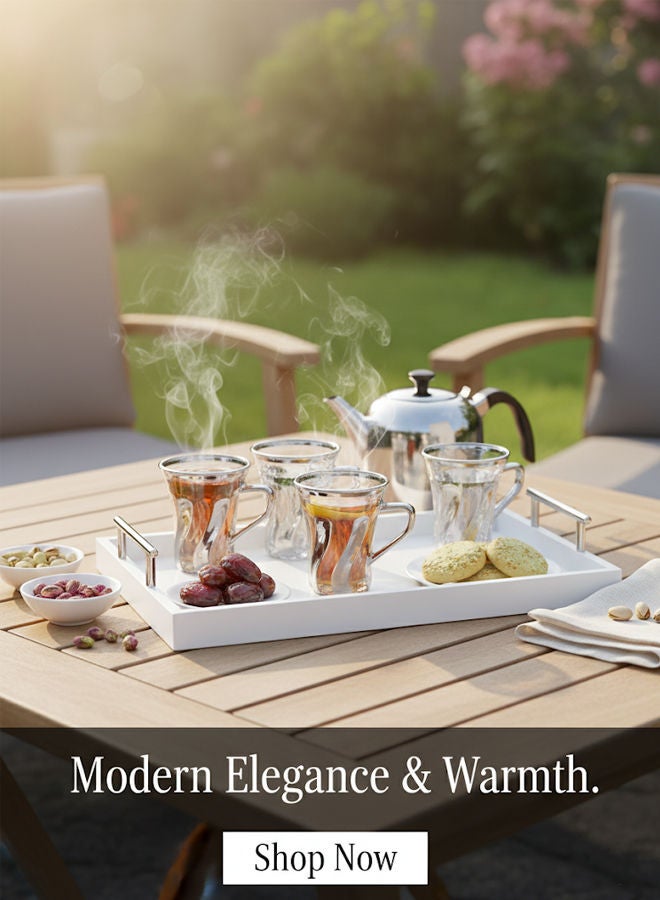 Dove 6-Piece Glass Tea Cup Set Clear/Silver 110ML - Image 2