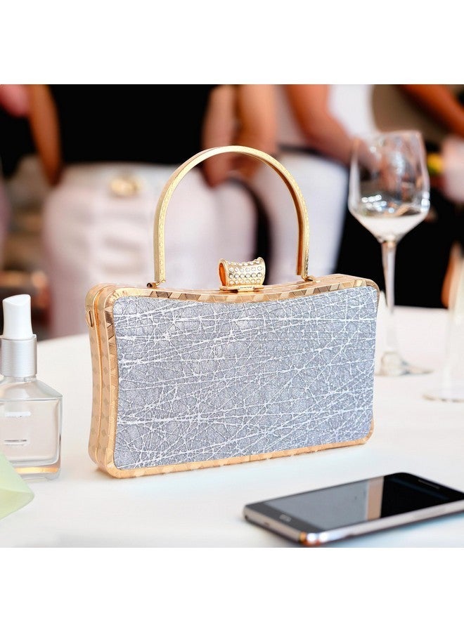 NFI essentials Glitter Clutch for Women's Evening Handbags for Bridal Wedding Silver - Image 2