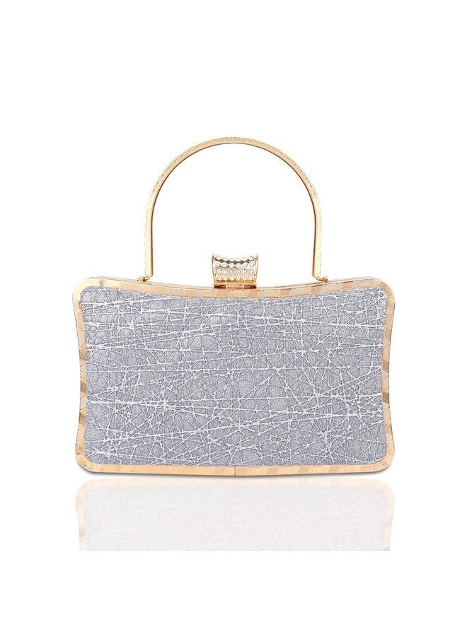 NFI essentials Glitter Clutch for Women's Evening Handbags for Bridal Wedding Silver - Image 1