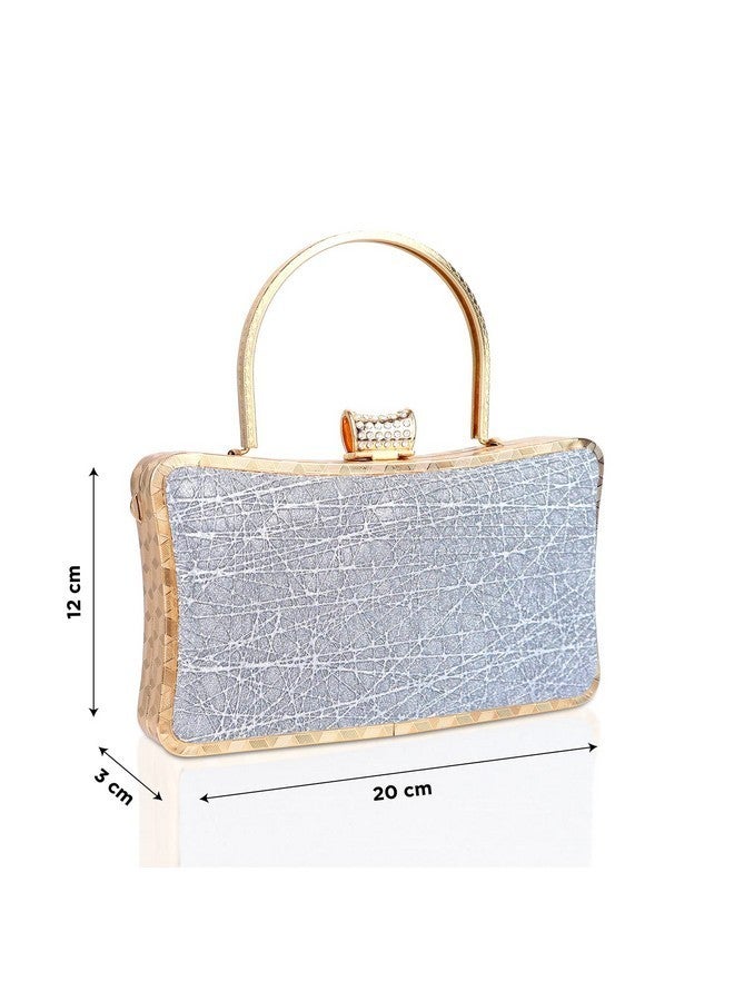 NFI essentials Glitter Clutch for Women's Evening Handbags for Bridal Wedding Silver - Image 4