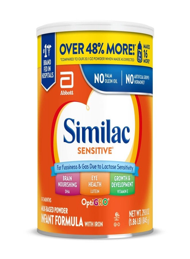 Similac حليب أطفال سيملاك الحساس، لتهيج المعدة والغازات بسبب حساسية اللاكتوز، مسحوق حليب الأطفال، علبة سعة 29.8 أونصة - Image 1