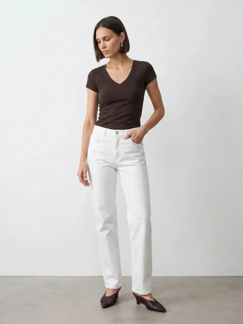 ديلفين Dilvin Slim Fit V-Neck Jersey Blouse