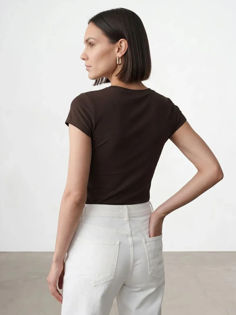 ديلفين Dilvin Slim Fit V-Neck Jersey Blouse