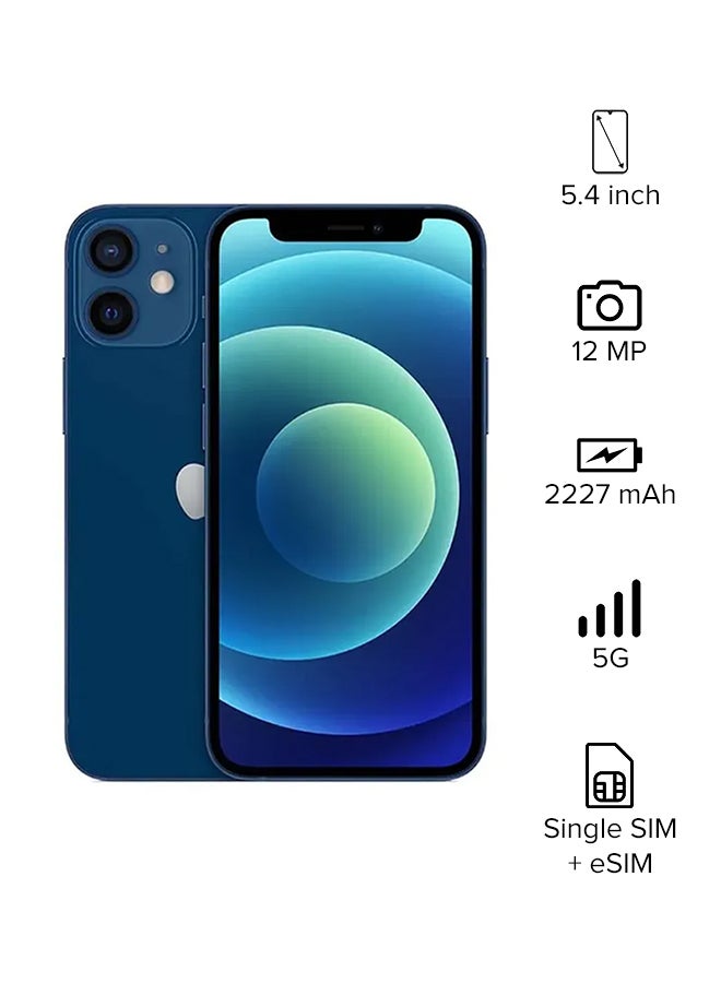 ابل  آيفون 12 ميني مع فيس تايم بسعة 64 جيجابايت يدعم 5G أزرق - النسخة العالمية - Image 1