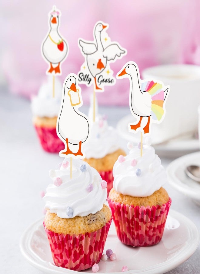 Pinsit One Silly Goose Cupcake Toppers, Set of 36 Goose Birthday Party Cupcake Toppers, Cake Decorations Birthday Party Supplies for Baby Boy Girl - Image 5