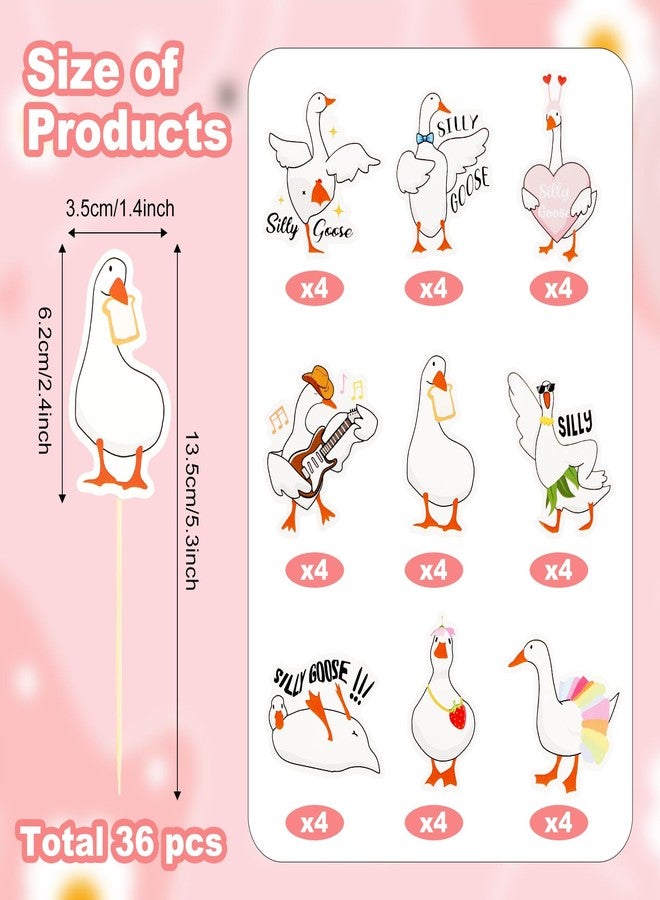 Pinsit One Silly Goose Cupcake Toppers, Set of 36 Goose Birthday Party Cupcake Toppers, Cake Decorations Birthday Party Supplies for Baby Boy Girl - Image 2