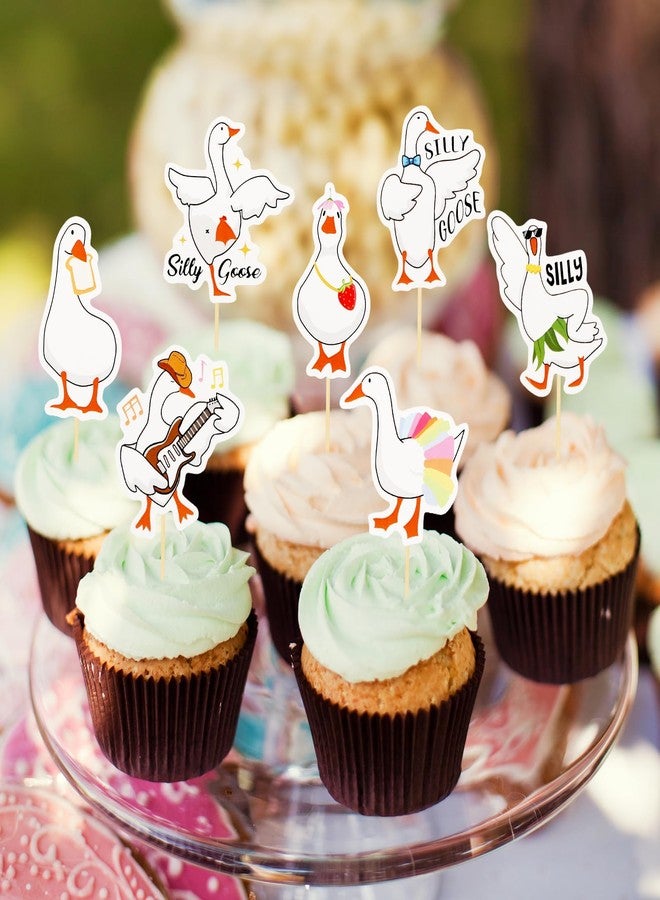 Pinsit One Silly Goose Cupcake Toppers, Set of 36 Goose Birthday Party Cupcake Toppers, Cake Decorations Birthday Party Supplies for Baby Boy Girl - Image 4