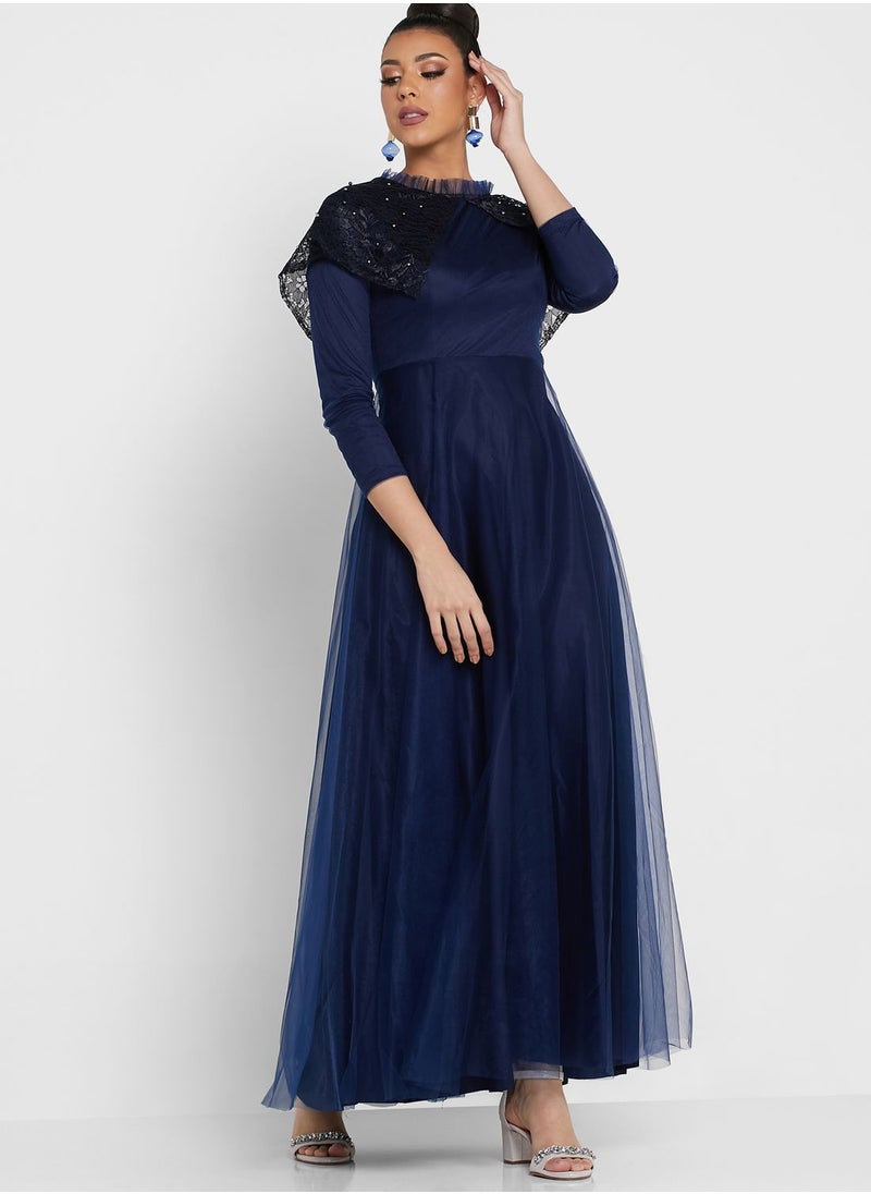 Khizana - Embroidered Shoulder Dress - Image 1